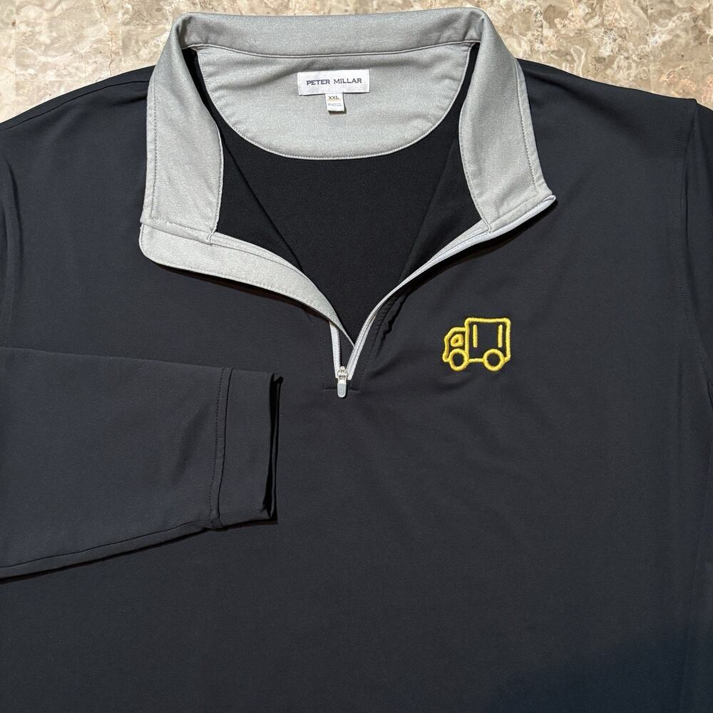 Peter Millar Quarter Zip Mens 2XL Black Perth Performance Sweatshirt Logo